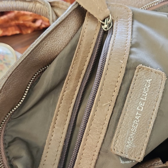 Anthopologie MONSERAT DE LUCCA Leather Tote Purse Taupe Boho large patchwork‎ - Picture 10 of 14
